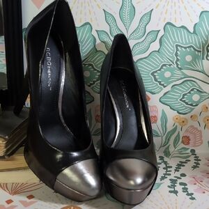 BCBGeneration Black and Silver Women's Heels
